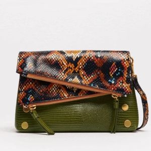 Hammit Dillon shoulder bag/ clutch Green and multicolored snake skin